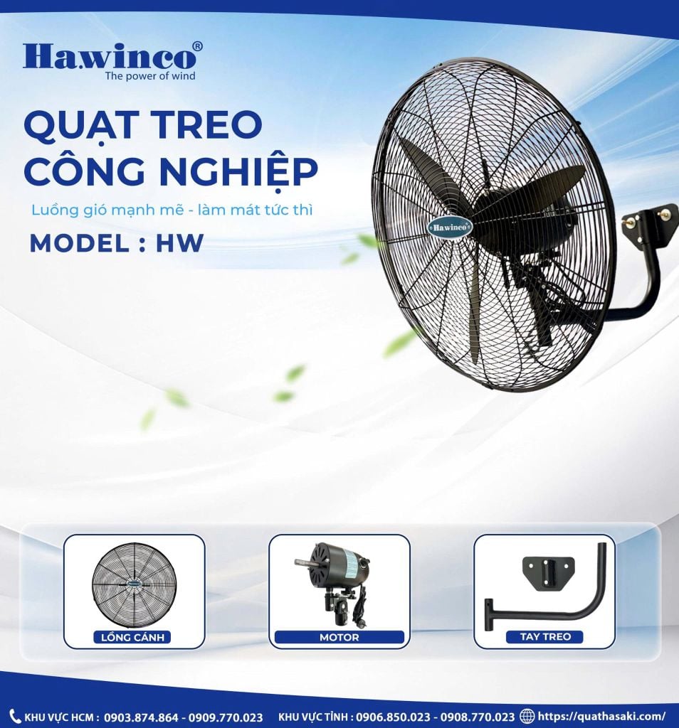 Quạt Công Nghiệp Treo HAWIN HW 750SM Chính Hãng - hình ảnh sản phẩm thực tế 2