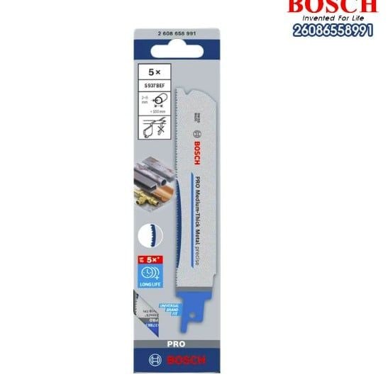 Lưỡi cưa kiếm S  937 BEF Medium Thick Metal (150x25x1.1mm) (Bộ 5 lưỡi) Bosch 2608658991 - hình ảnh sản phẩm thực tế 1