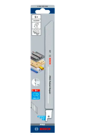 Lưỡi cưa kiếm S 1132 VFR Pallet Repair 225mm (Bộ 5 lưỡi) Bosch 2608659006 - hình ảnh sản phẩm thực tế 1