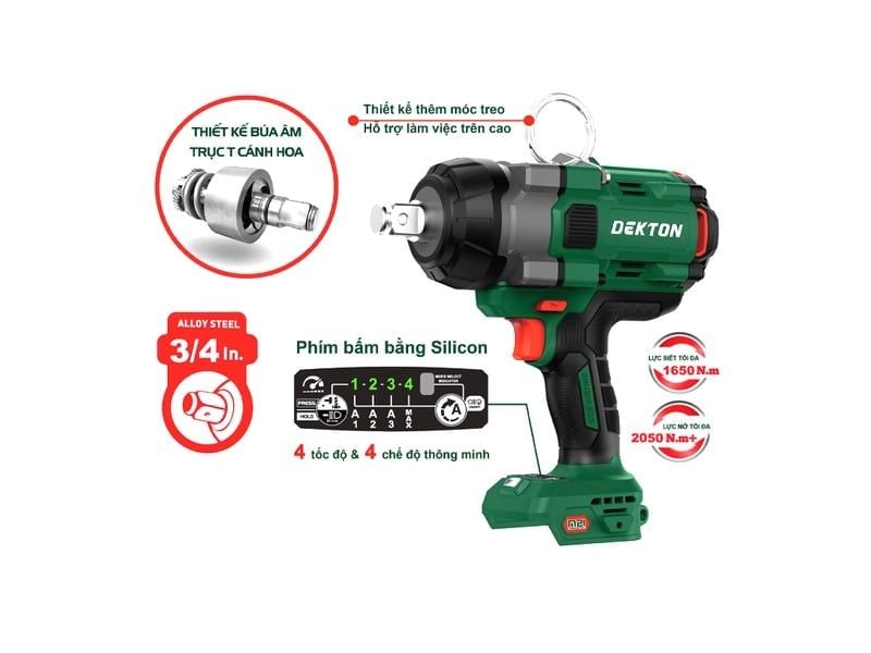 Thân máy siết bu lông dùng pin 21V Dekton M21-IW1650PRO