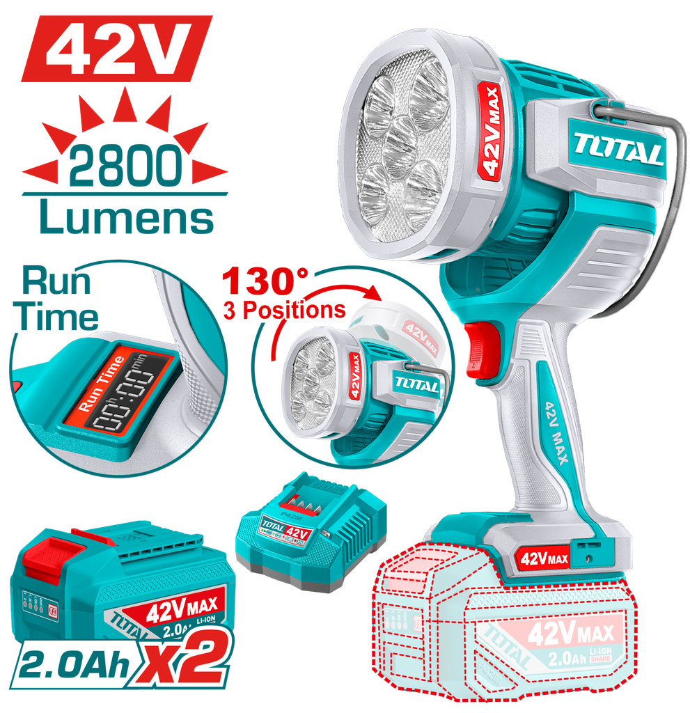 Đèn Làm Việc Dùng Pin 42V Total TWLI42896 - hình ảnh sản phẩm thực tế 1