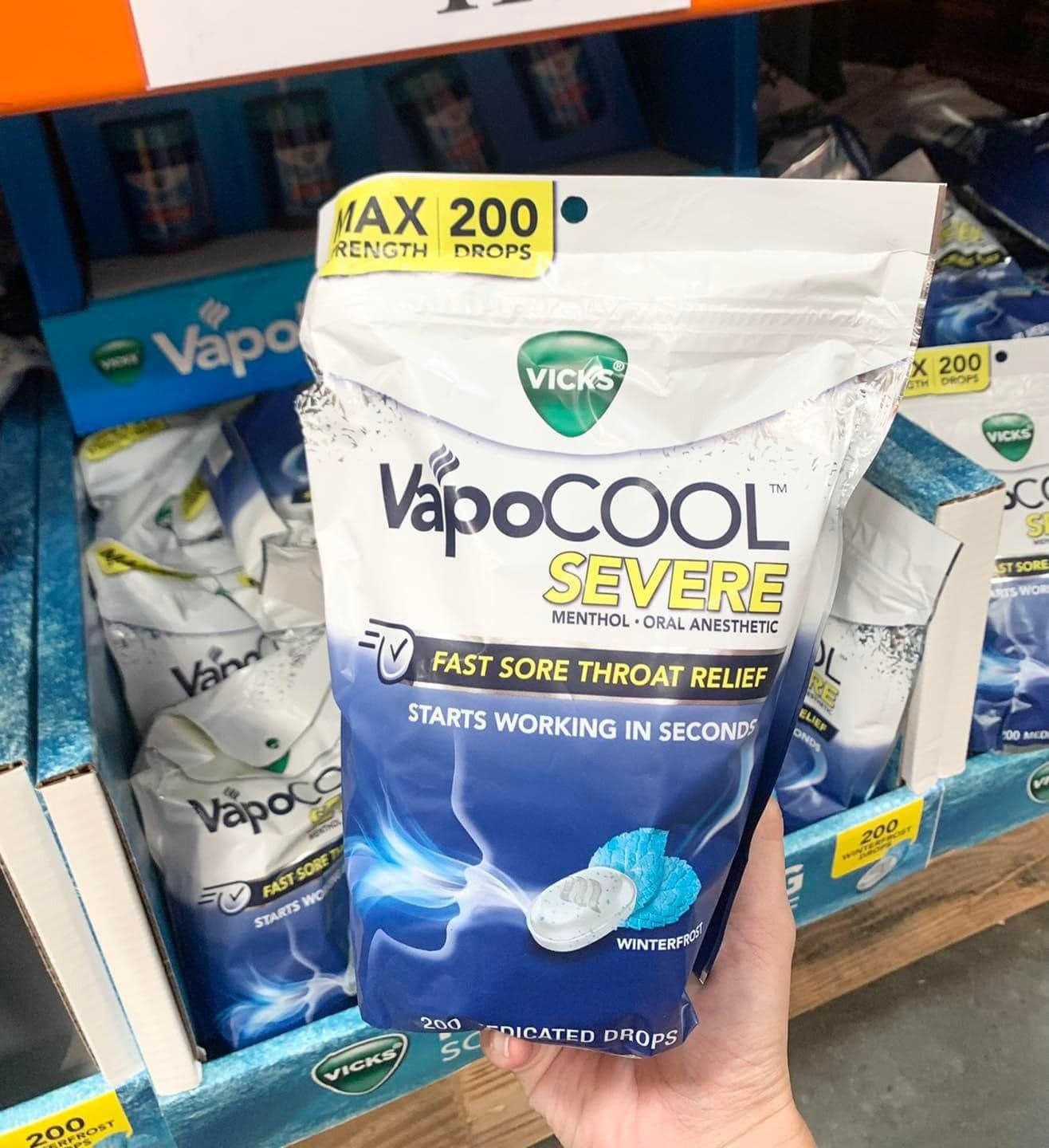 Kẹo ngậm giảm viên họng, giảm ho, thông mũi Vicks VapoCool Max Strength