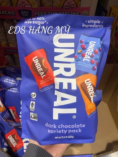UNREAL Dark Chocolate Snacks (kẹo socola ít đường – clean ingredients)