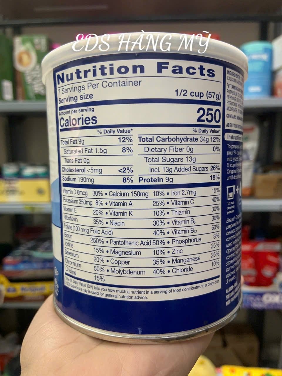 Sữa Ensure Mỹ Original Nutrition Powder
