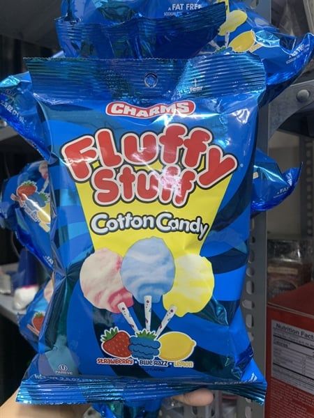 Kẹo bông gòn túi Fluffy Stuff Cotton Candy Pops – Fat Free (không béo)