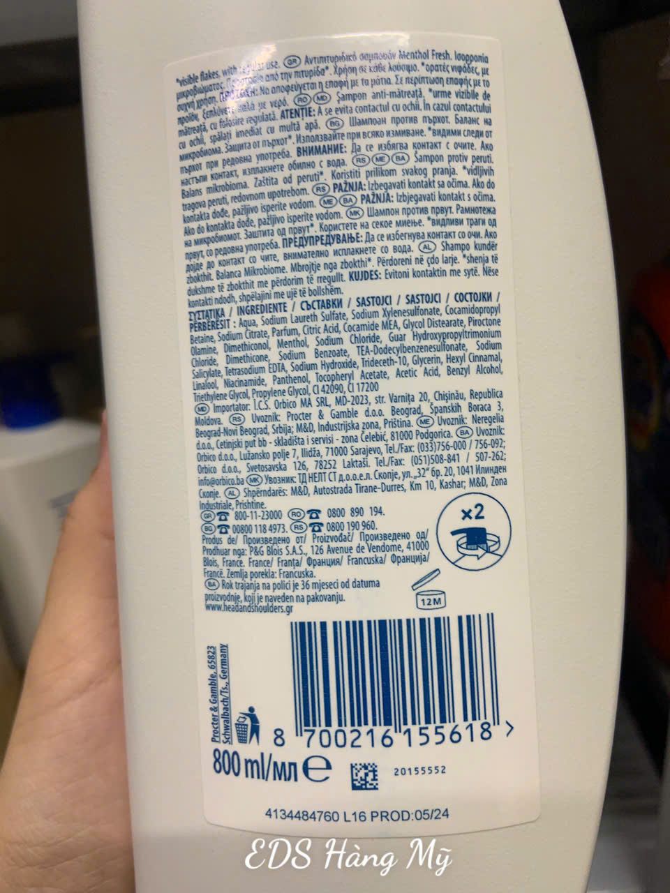 Dầu gội hương bạc hà Head & Shoulders Menthol Fresh