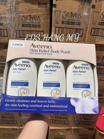  Sữa tắm dịu nhẹ dành cho da nhạy cảm và da khô ngứa Aveeno Skin Relief Body Wash (3 chai) 