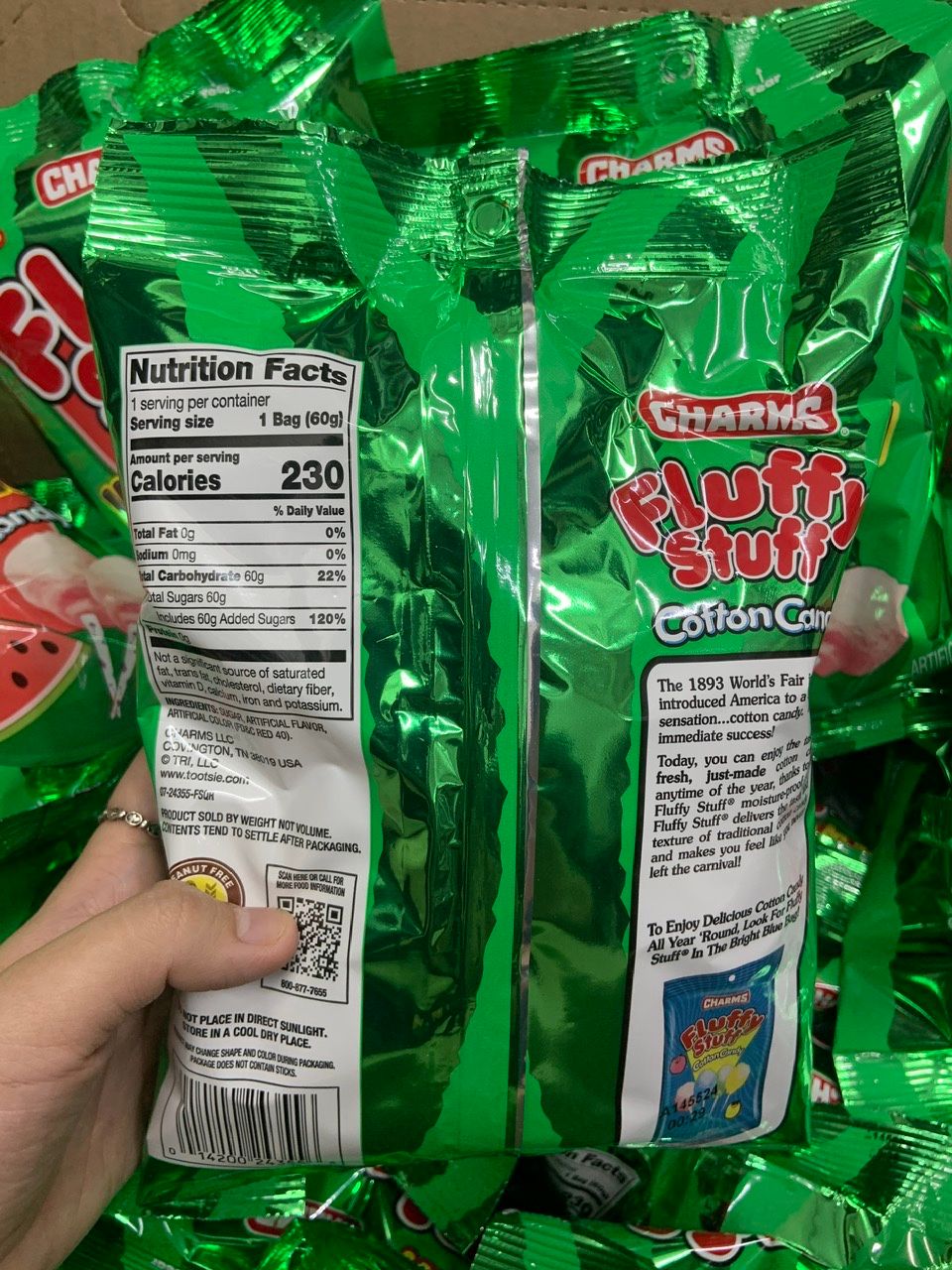 Kẹo bông gòn túi Fluffy Stuff Cotton Candy Pops – Fat Free (không béo)