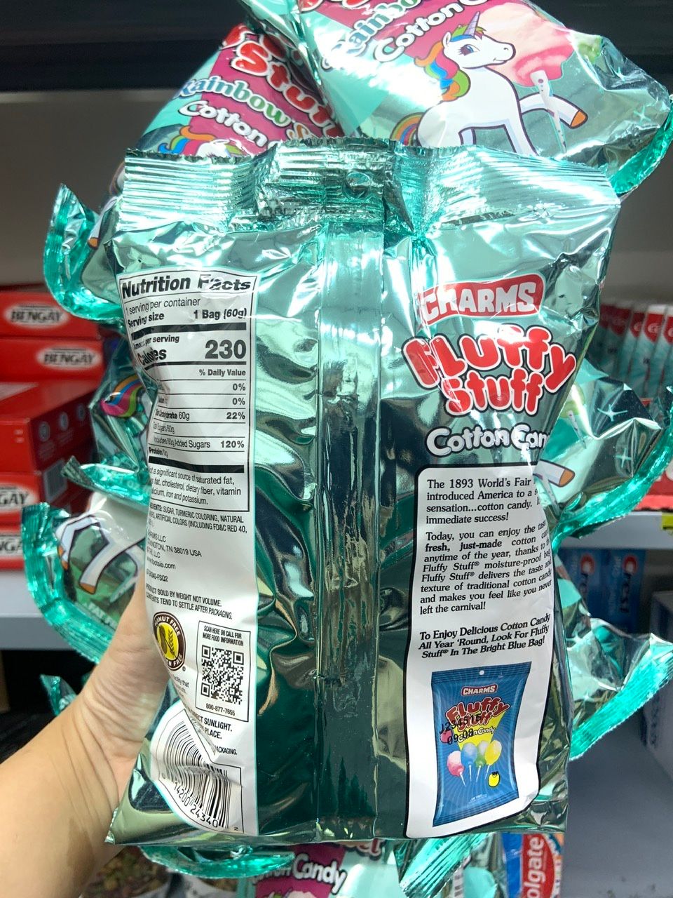 Kẹo bông gòn túi Fluffy Stuff Cotton Candy Pops – Fat Free (không béo)