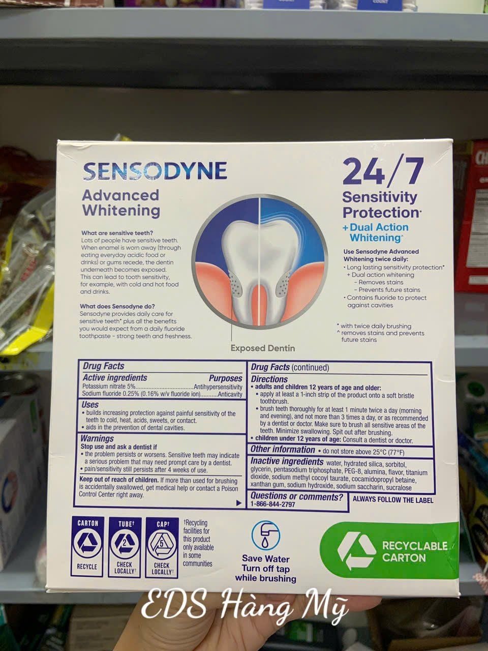 Kem đánh răng làm trắng giảm ê buốt dùng cho nướu nhạy cảm Sensodyne