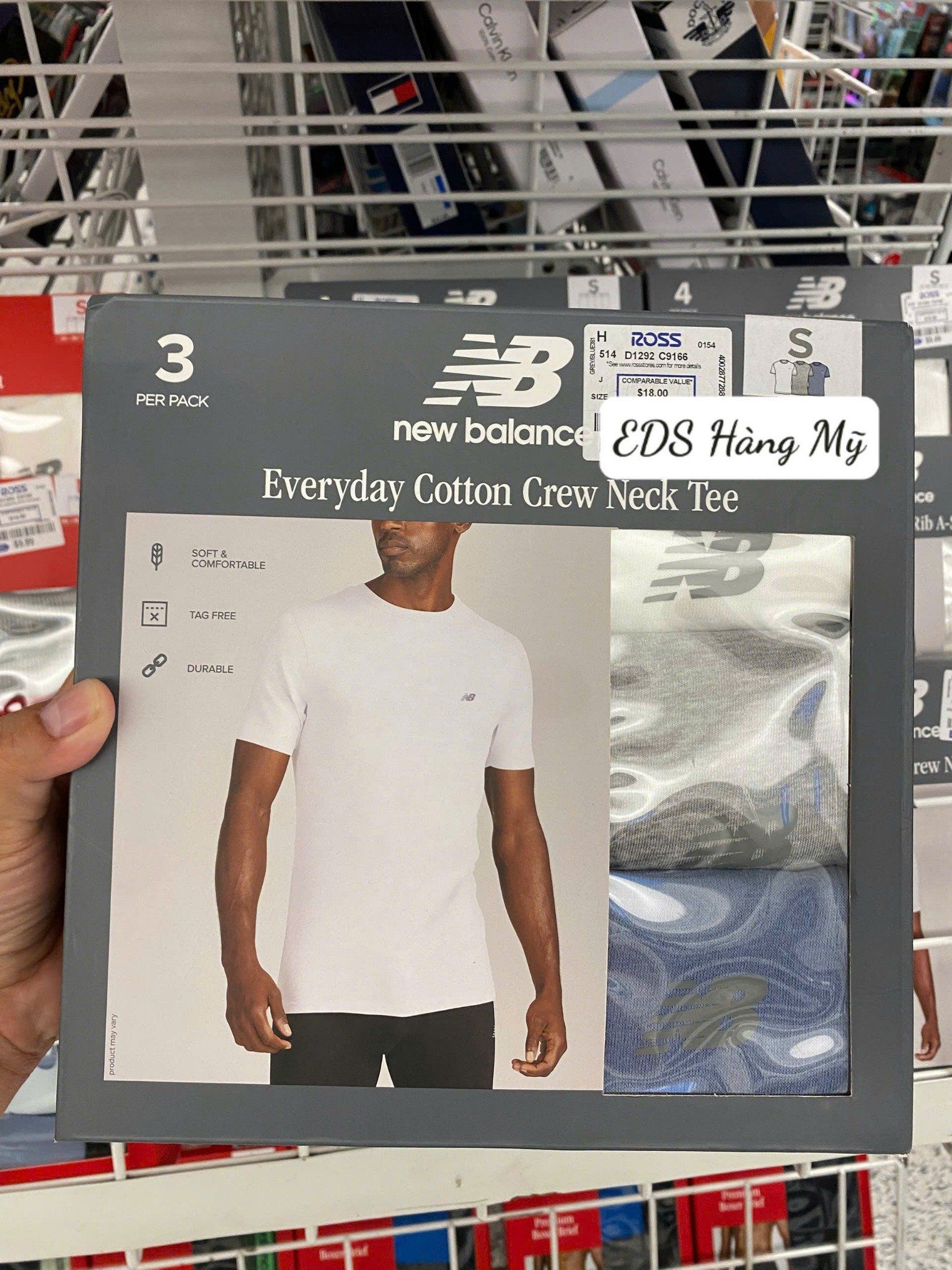 Set 3 áo thun cotton nam cổ tròn tay ngắn New Balance Premium Cotton Crew Neck Tee