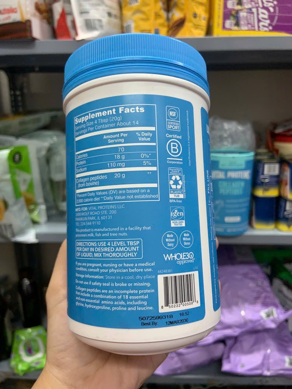 Bột collagen thủy phân Vital Proteins Collagen Peptides