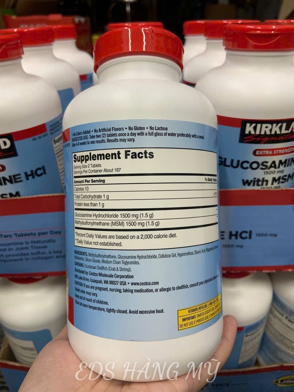 Viên uống hỗ trợ xương khớp Kirkland Glucosamine HCl with Msm & 1500mg