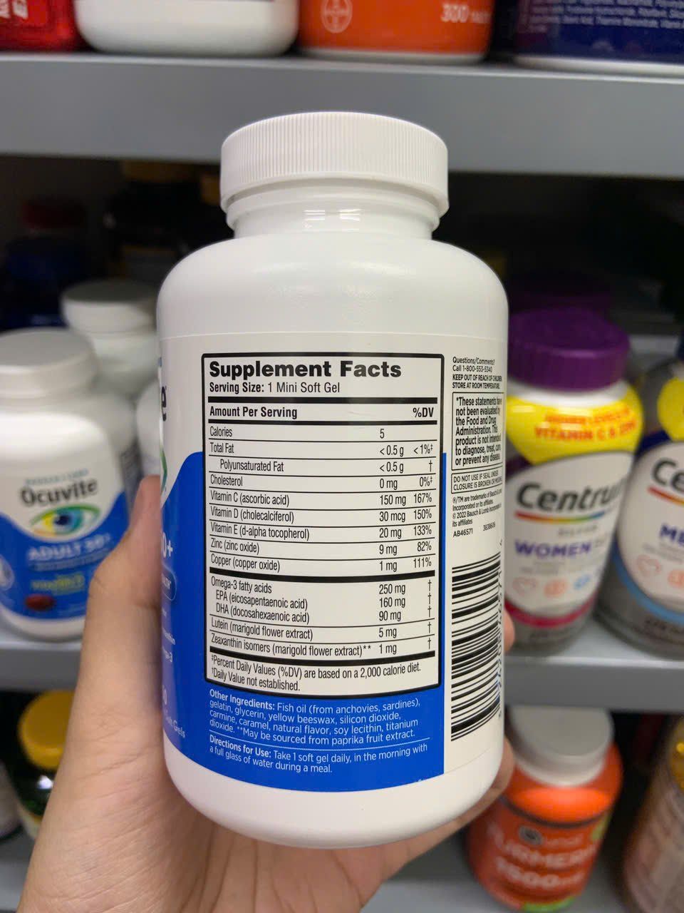 Viên uống bổ mắt dành cho người trên 50 tuổi Ocuvite Adult 50+ - Lọ 150 viên