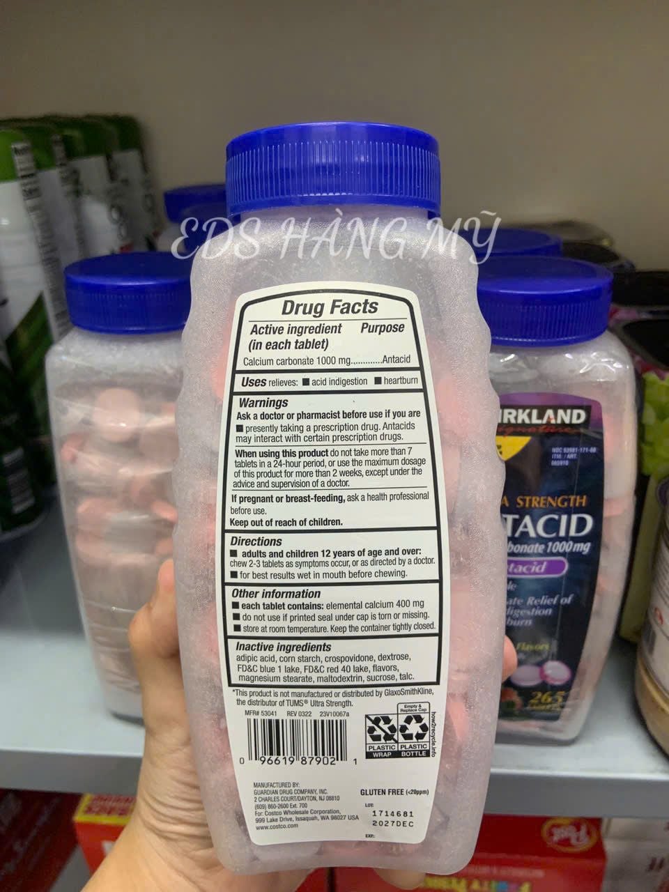Viên nhai trị đau bao tử KirkLand Ultra Strength Antacid
