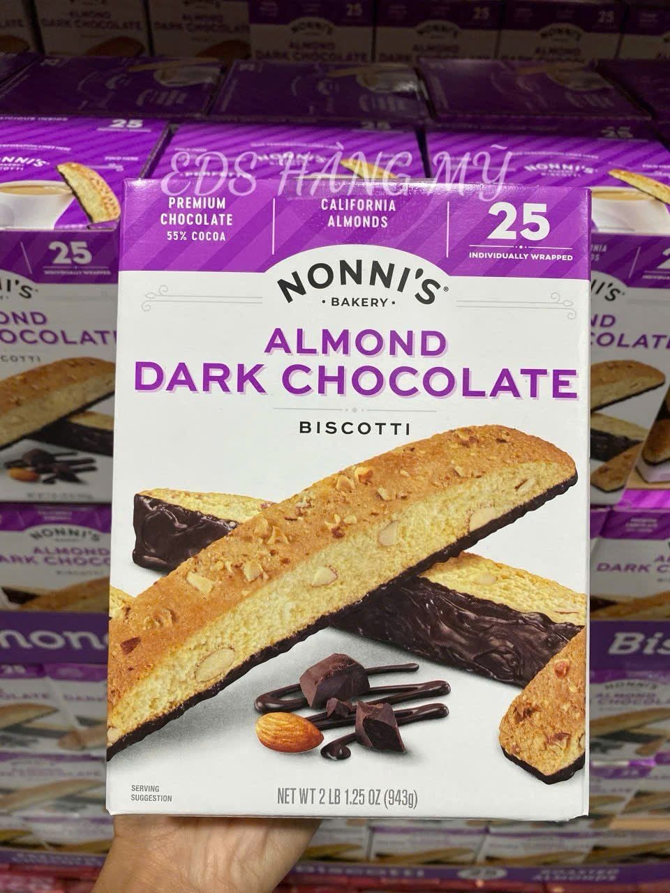 Bánh Biscotti Nonni's Almond Dark Chocolate