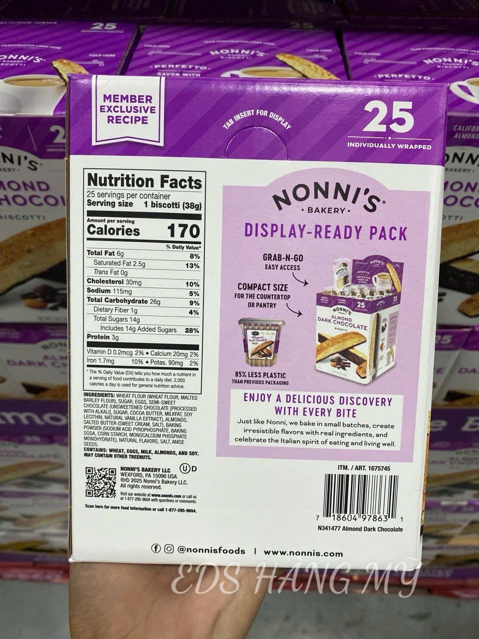 Bánh Biscotti Nonni's Almond Dark Chocolate