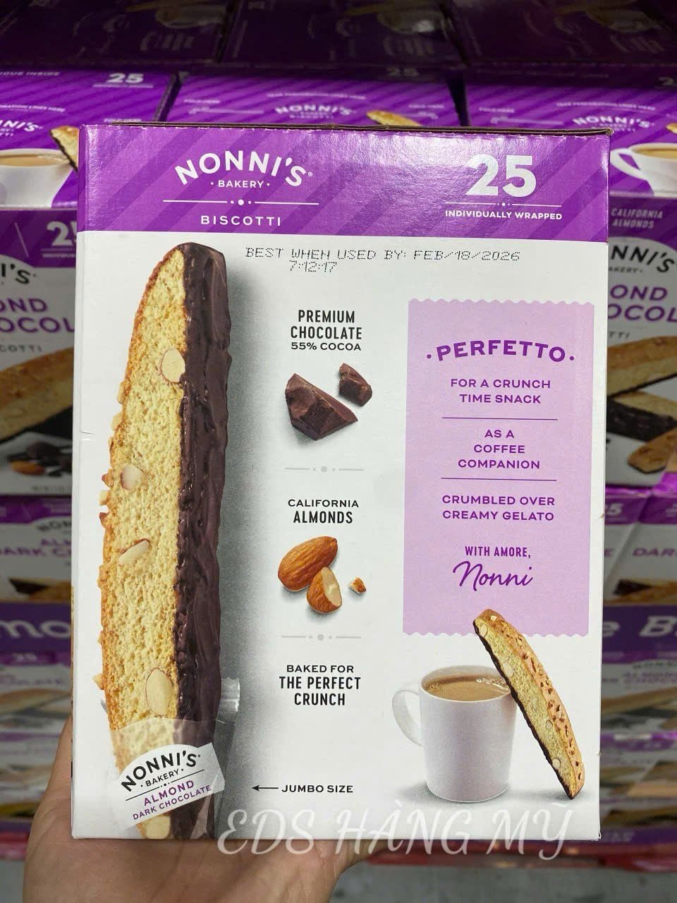 Bánh Biscotti Nonni's Almond Dark Chocolate