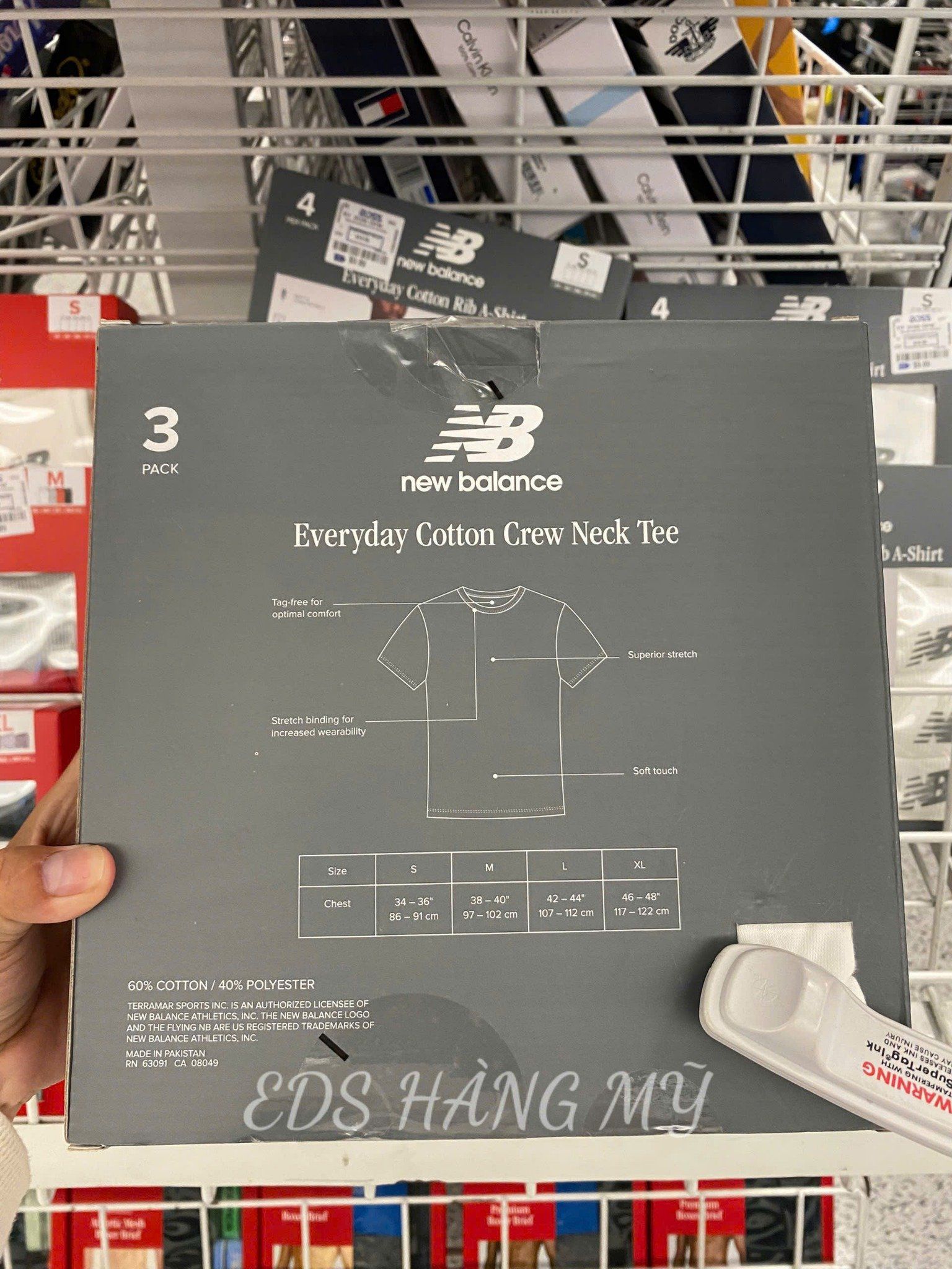 Set 3 áo thun cotton nam cổ tròn tay ngắn New Balance Premium Cotton Crew Neck Tee