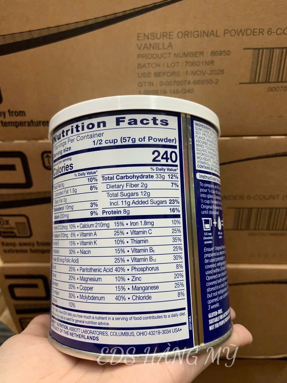 Sữa Ensure Mỹ Original Nutrition Powder 400gram