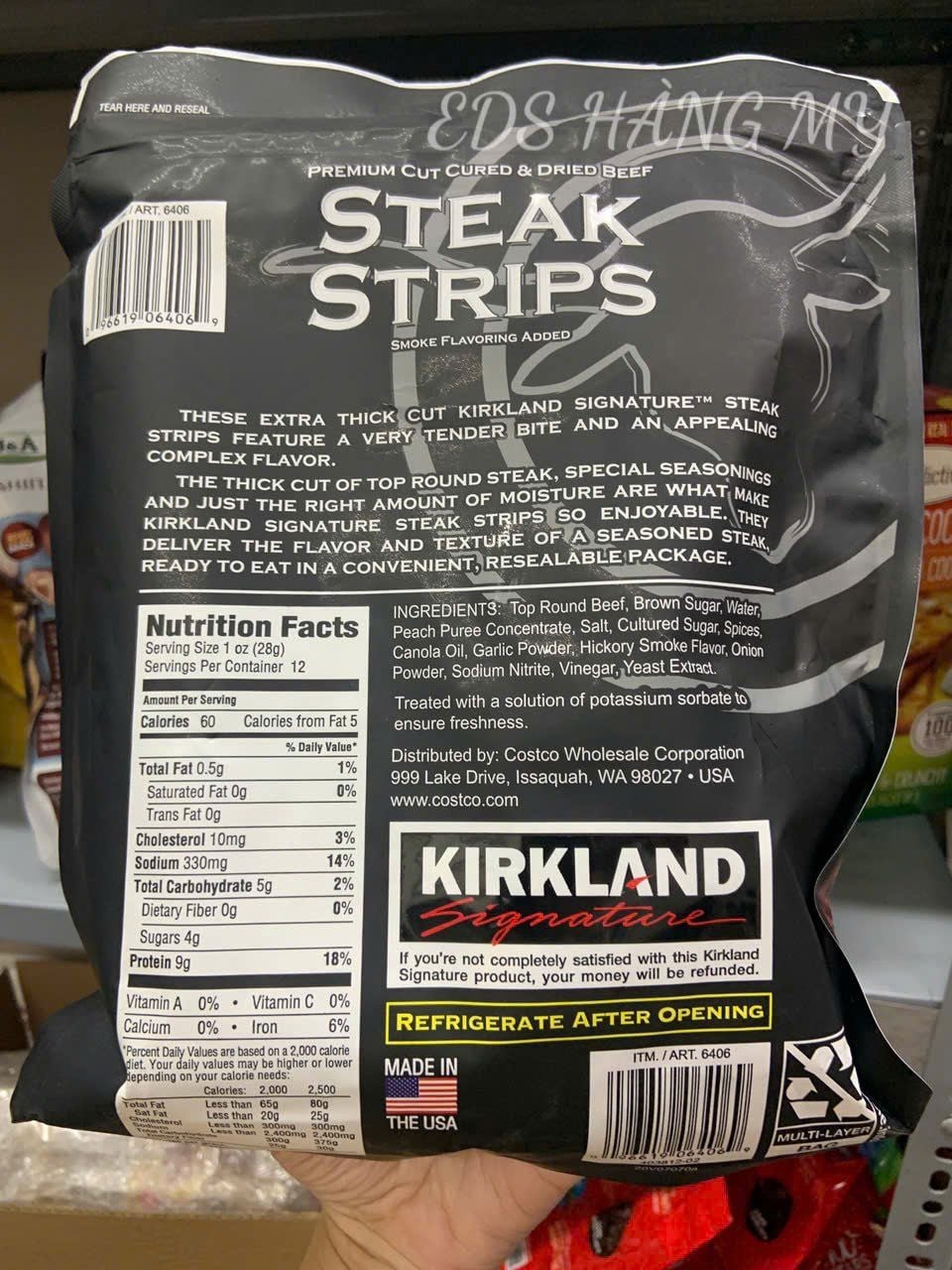 Khô Bò Kirkland Signature Steak Strips – Extra Thick Cut