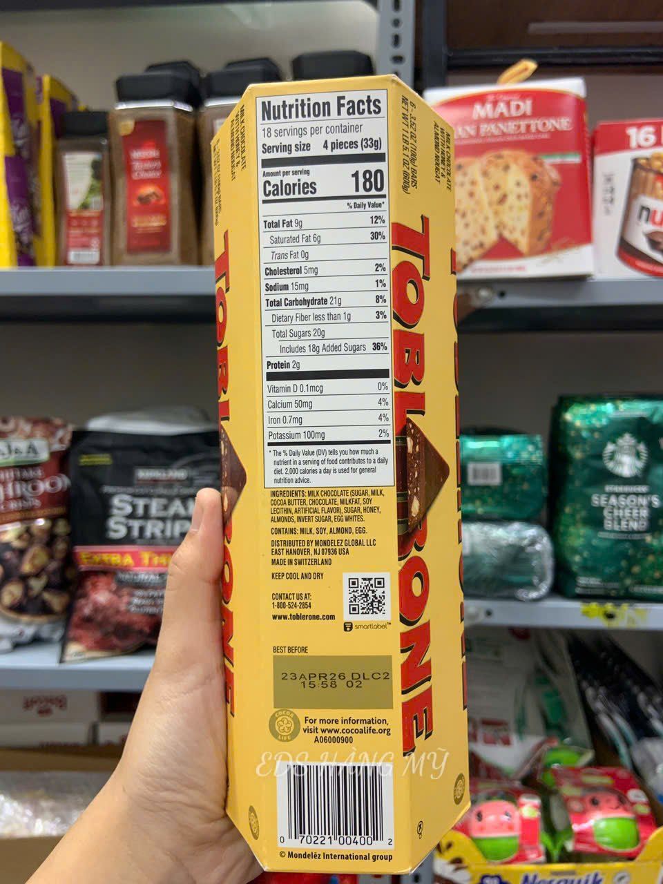 Chocolate sữa mật ong & hạnh nhân Toblerone