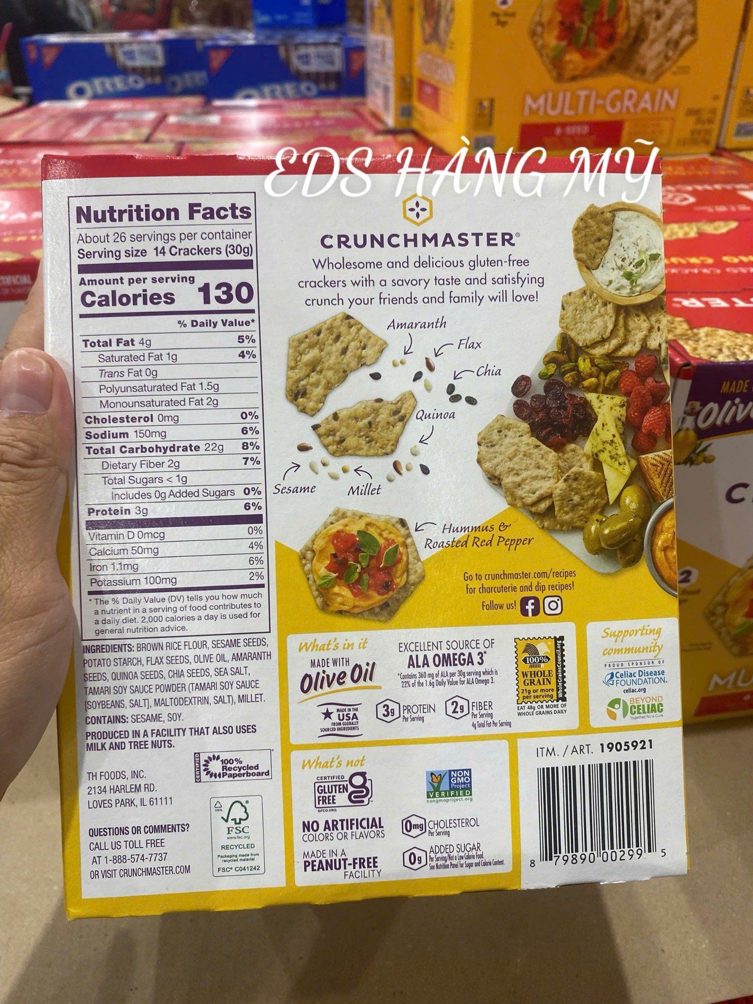 Bánh quy ngũ cốc ăn kiêng Crunchmaster Multi Grain Baked Crackers