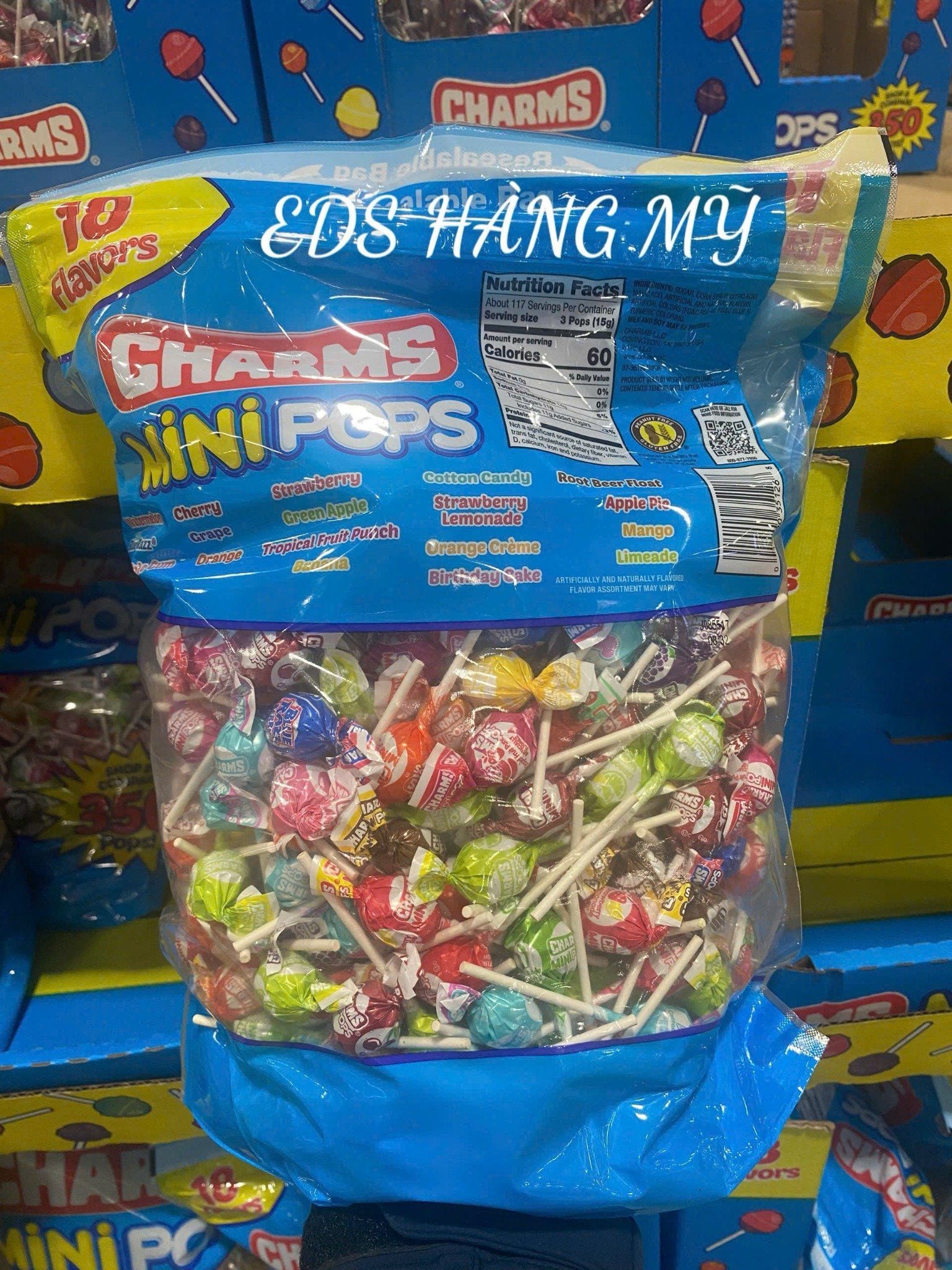 Kẹo mút hương trái cây Charms Mini Pops của Mỹ