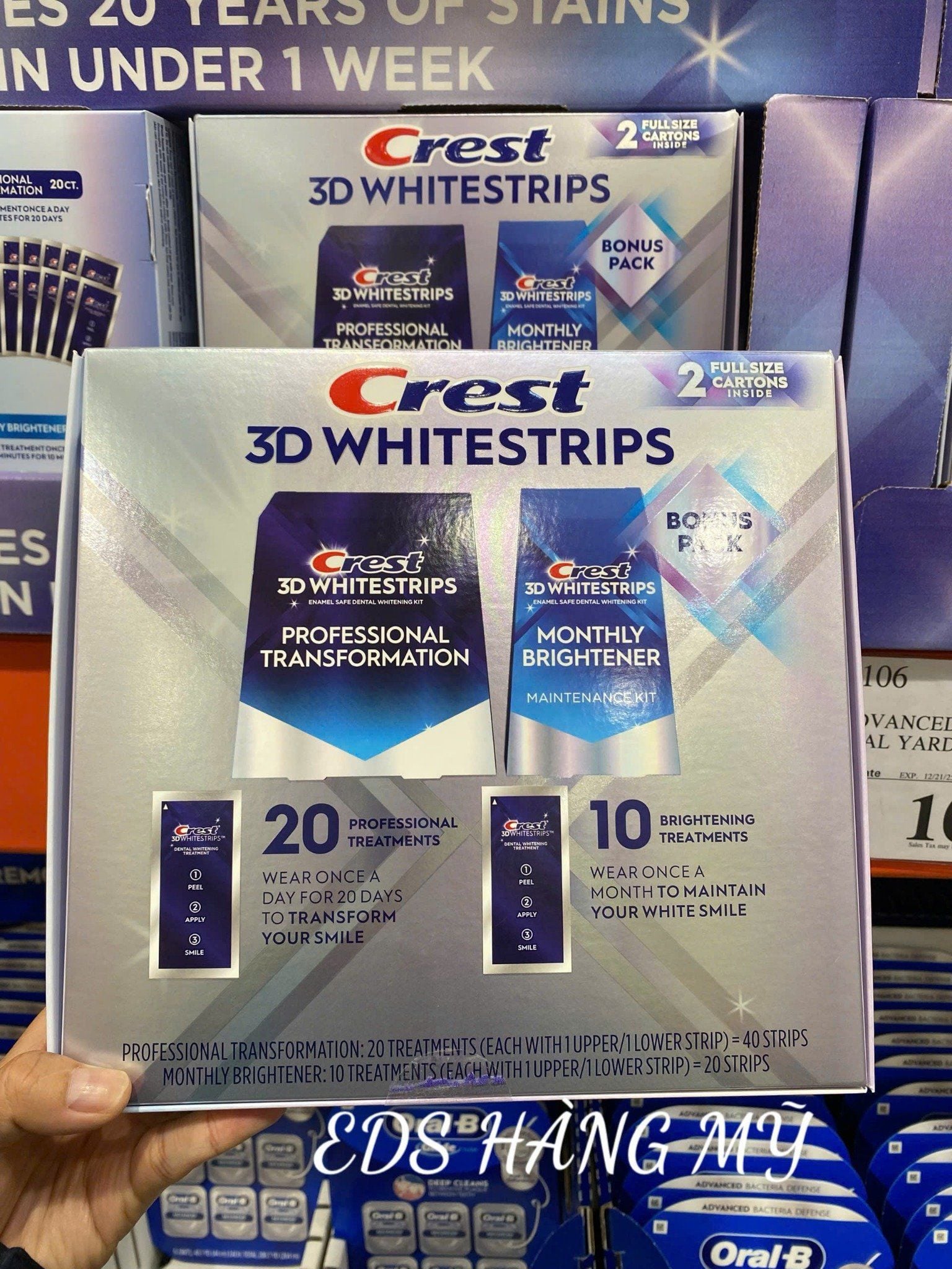 Miếng dán trắng răng cao cấp Crest 3D Whitestrips