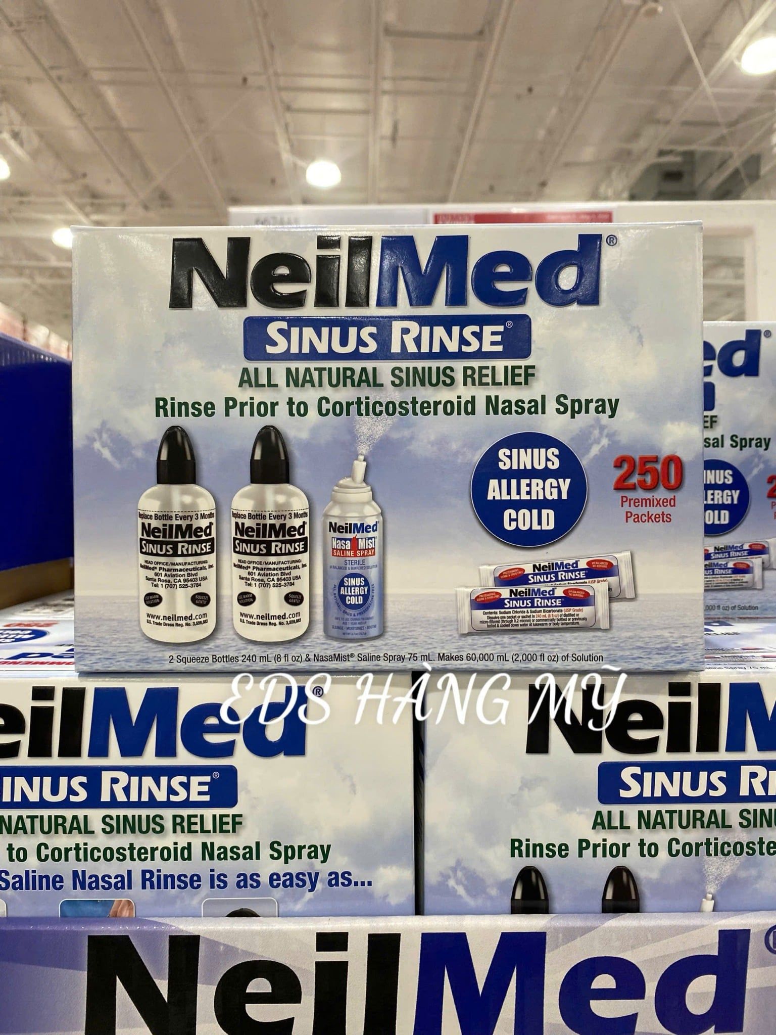 Bộ rửa mũi NeilMed Sinus Rinse (gồm 2 bình rửa + 250 gói muối + 1 chai xịt mũi Neilmed)