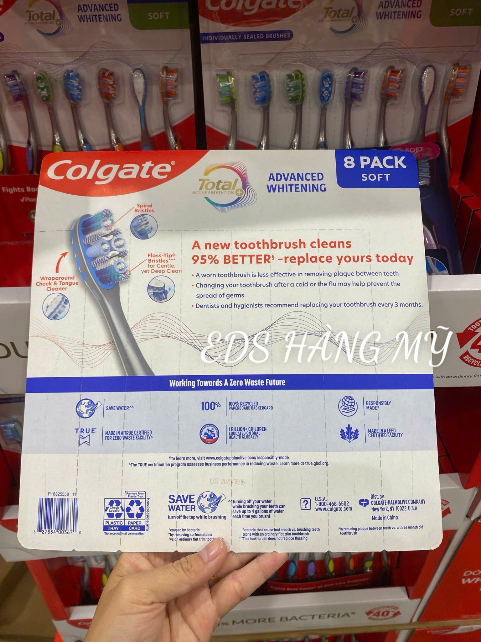 Set 8 bàn chải đánh răng Colgate Total Advanced Whitening Whole Mouth Clean