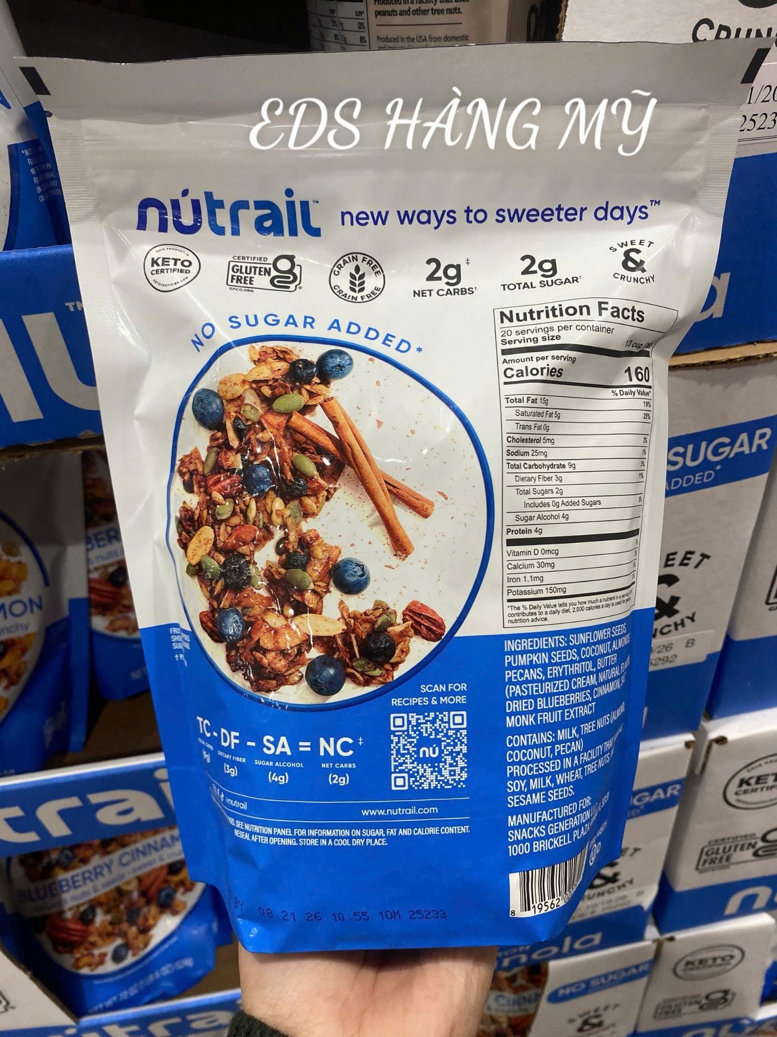 NGŨ CỐC NuTrail Nut Granola Blueberry Cinnamon