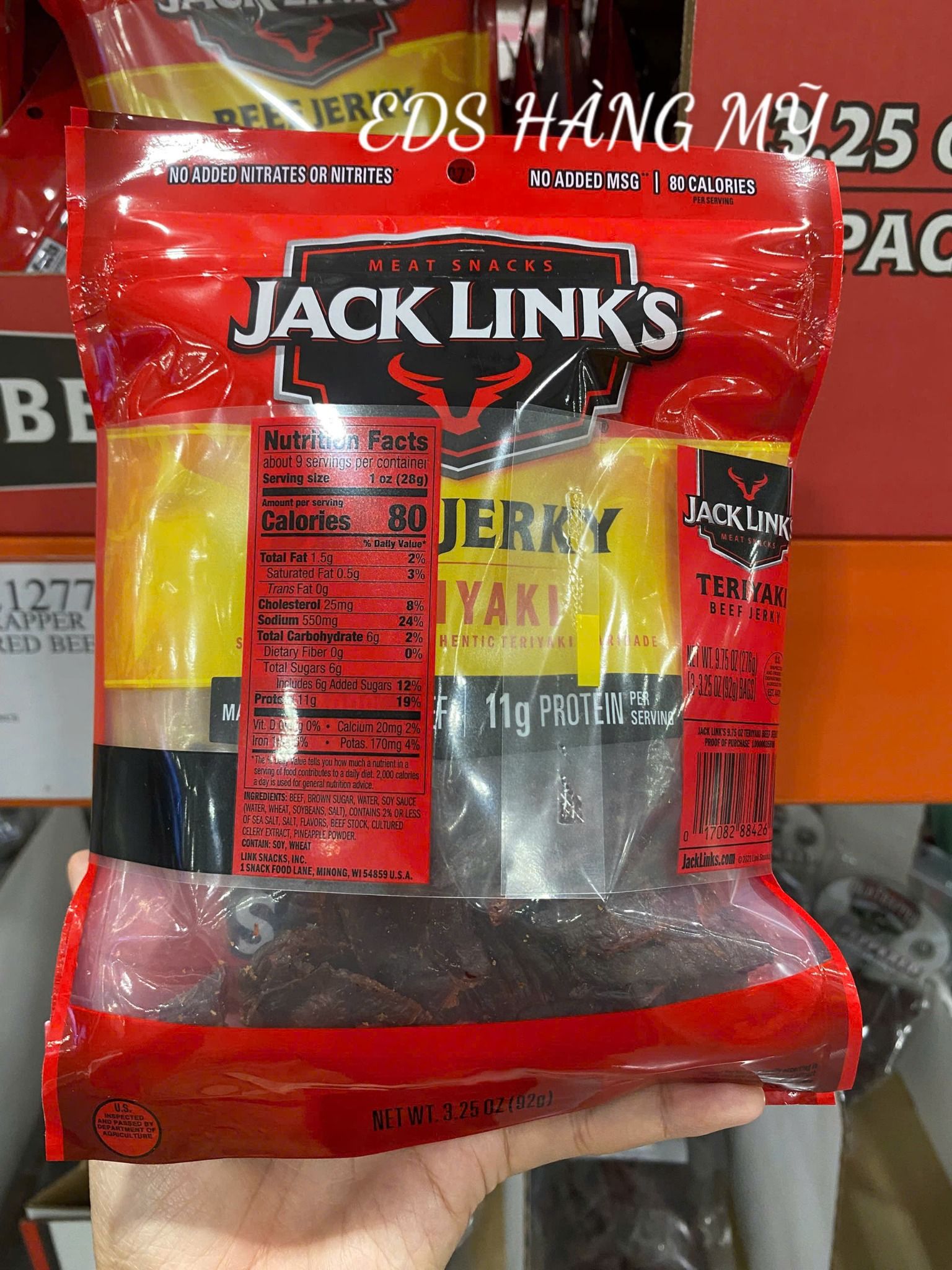 Khô bò tẩm vị teriyaki Jack Link's Beef Jerky