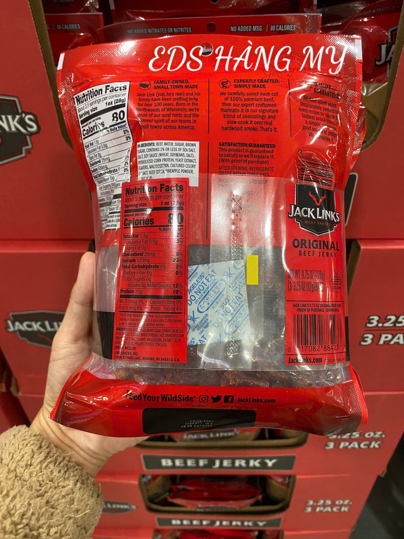 Khô bò tẩm vị teriyaki Jack Link's Beef Jerky