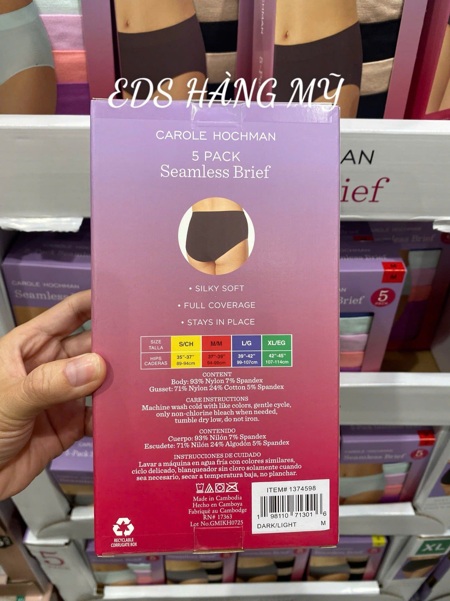 Set 5 quần lót nữ lưng cao Carole Hochman Seamless Brief