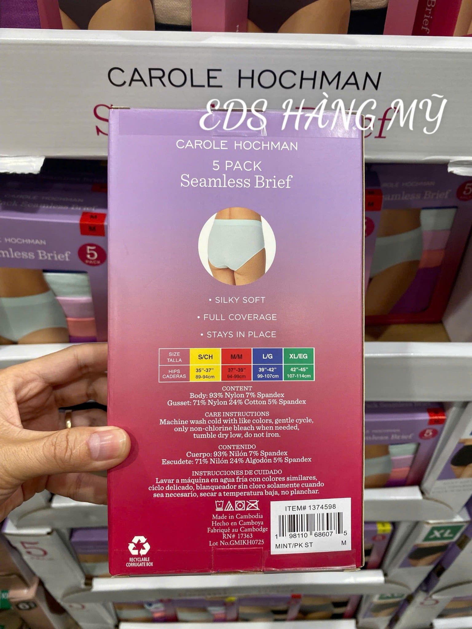 Set 5 quần lót nữ lưng cao Carole Hochman Seamless Brief