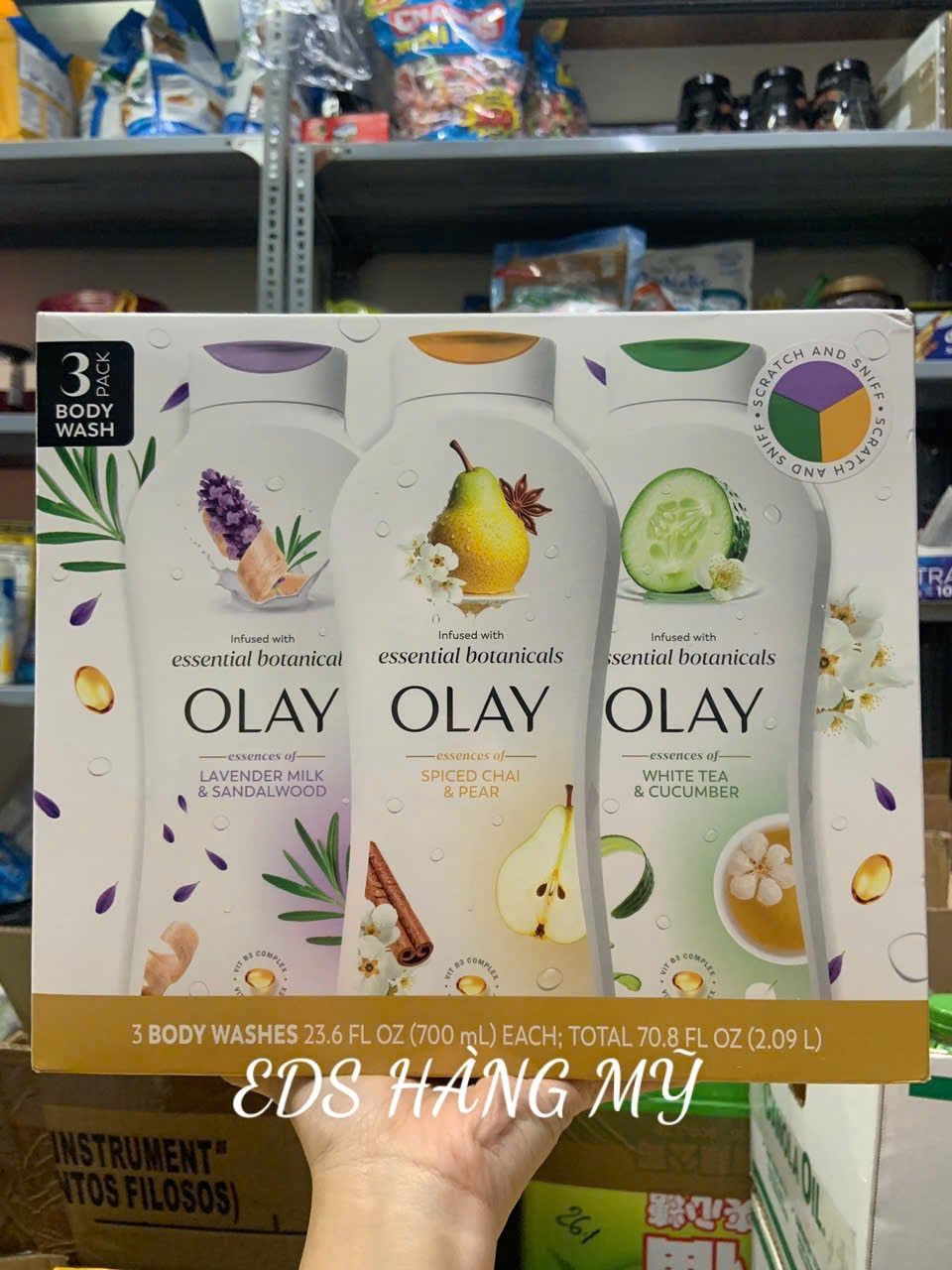 Bộ 3 chai sữa tắm Olay Essential Botanicals Body Wash