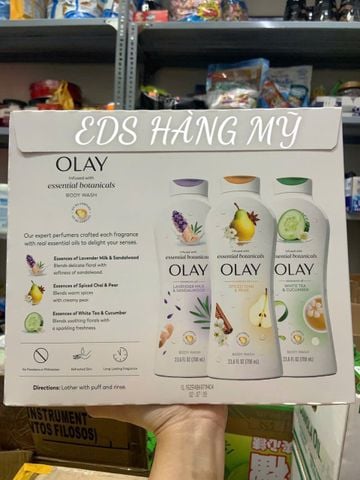  Bộ 3 chai sữa tắm Olay Essential Botanicals Body Wash 