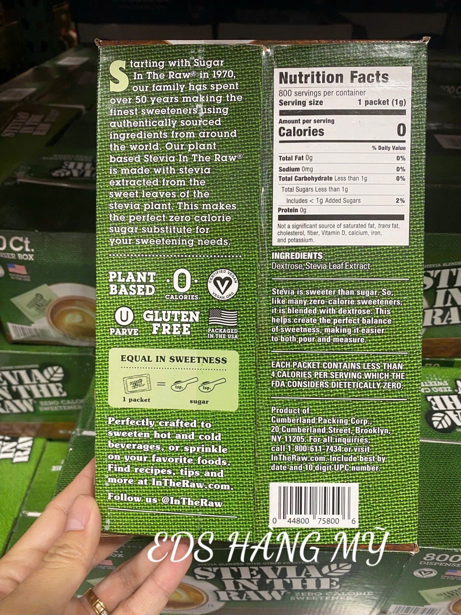 Đường ăn kiêng chiết xuất từ lá cỏ ngọt Stevia In The Raw Zero Calorie Sweetener