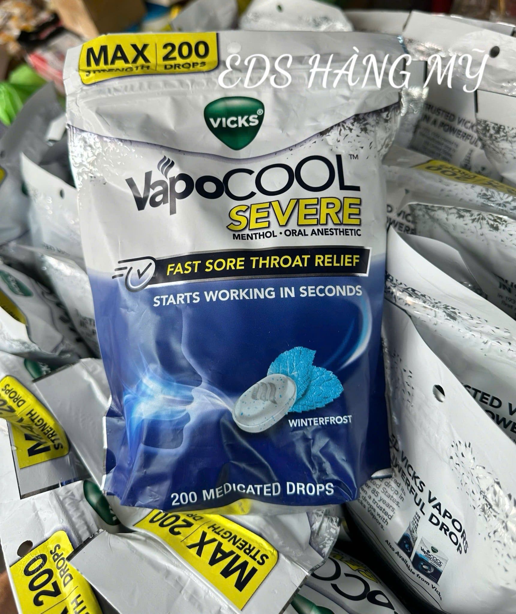 Kẹo ngậm giảm viên họng, giảm ho, thông mũi Vicks VapoCool Max Strength