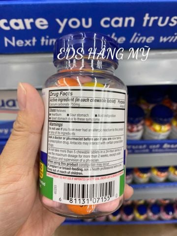  VIÊN NHAI TRUNG HÒA DẠ DÀY EQUATE Extra Strength Antacid Chews 