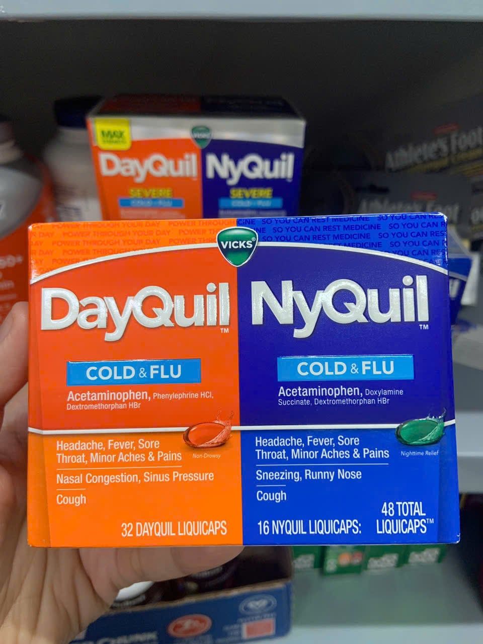 Viên uống giảm ho, cảm cúm Vicks DayQuil & NyQuil  Cold & Flu