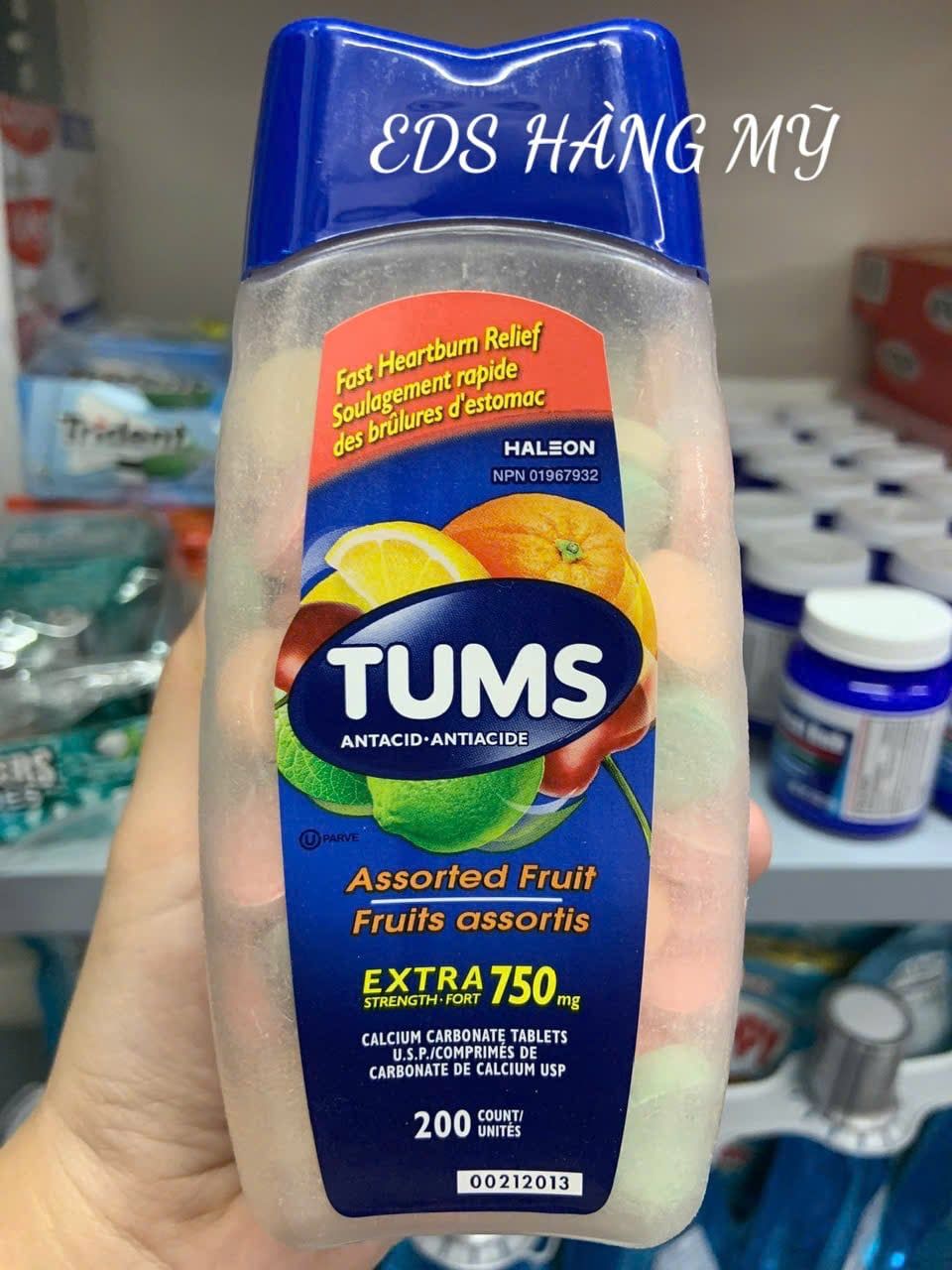 Viên ngậm, nhai giảm đau dạ dày Tums Antacid Extra Strength