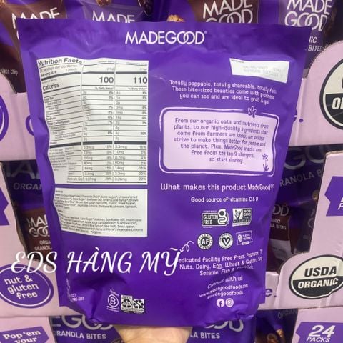  Bánh ngũ cốc hữu cơ dạng viên MadeGood Organic Granola Bites 