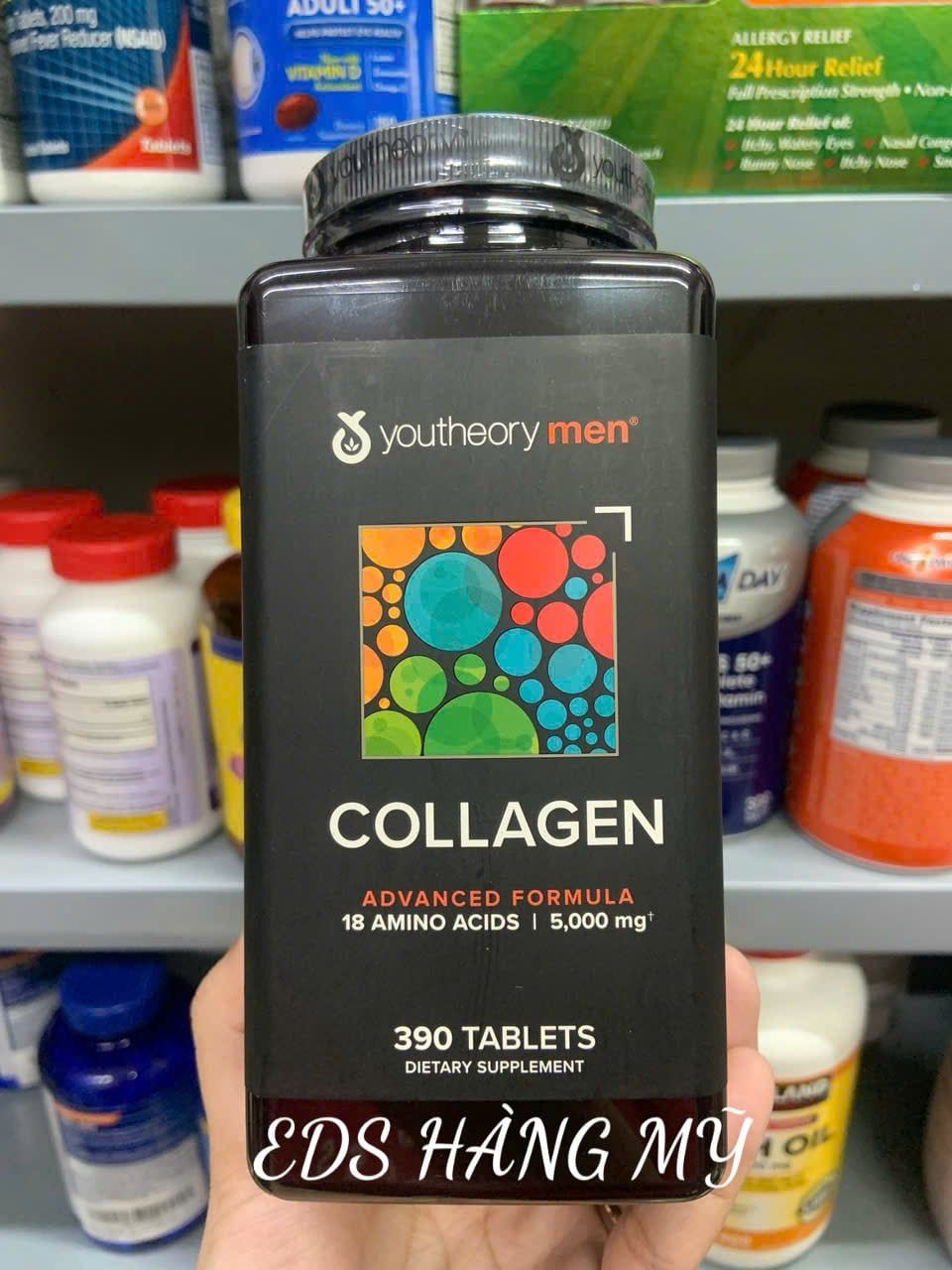 Viên uống Collagen Youtheory Men's Type 1,2 & 3 – Hộp 390 viên