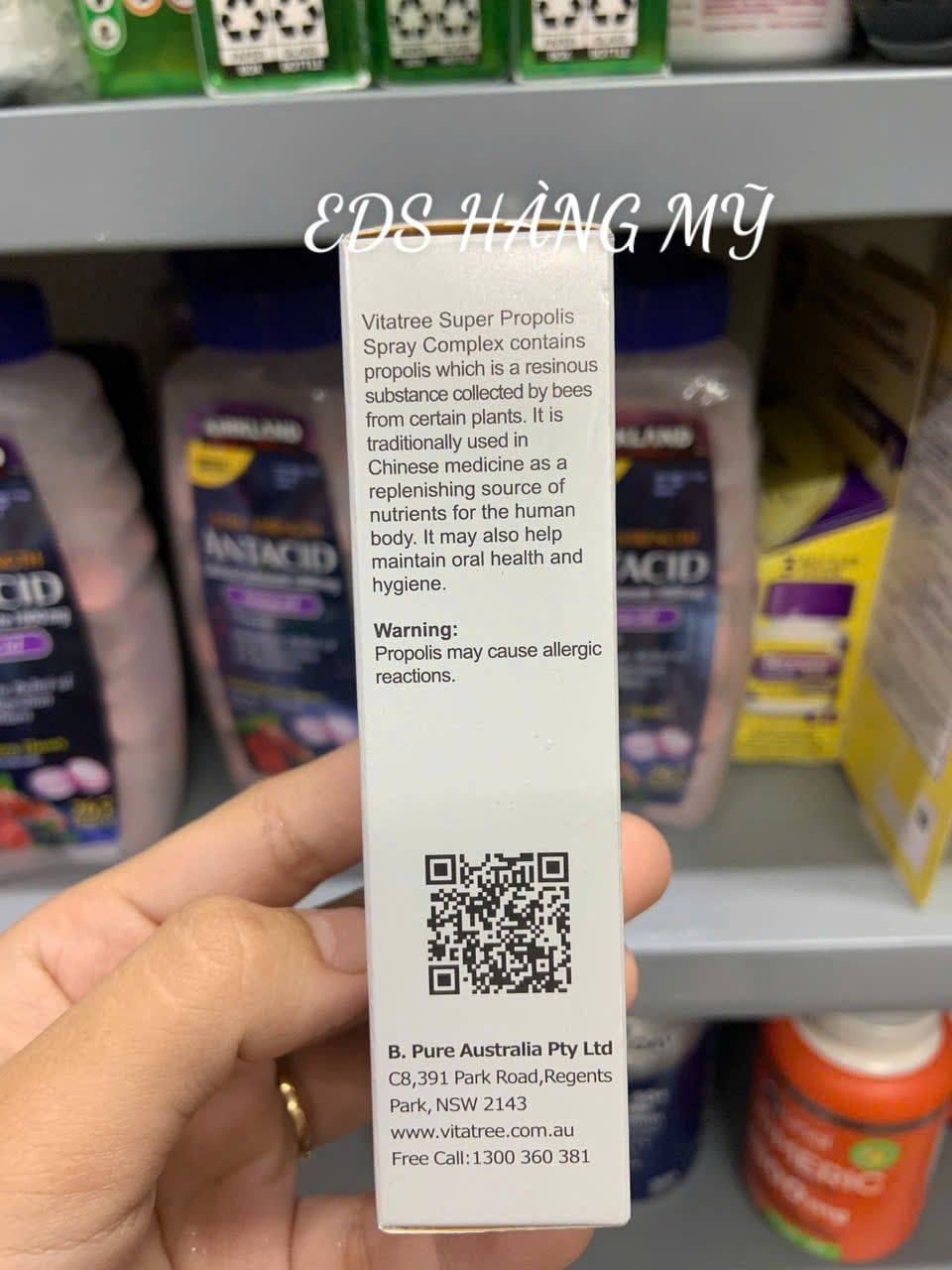 Chai xịt keo ong kháng khuẩn, giảm đau họng Vitatree Super Propolis Spray Complex with Honey