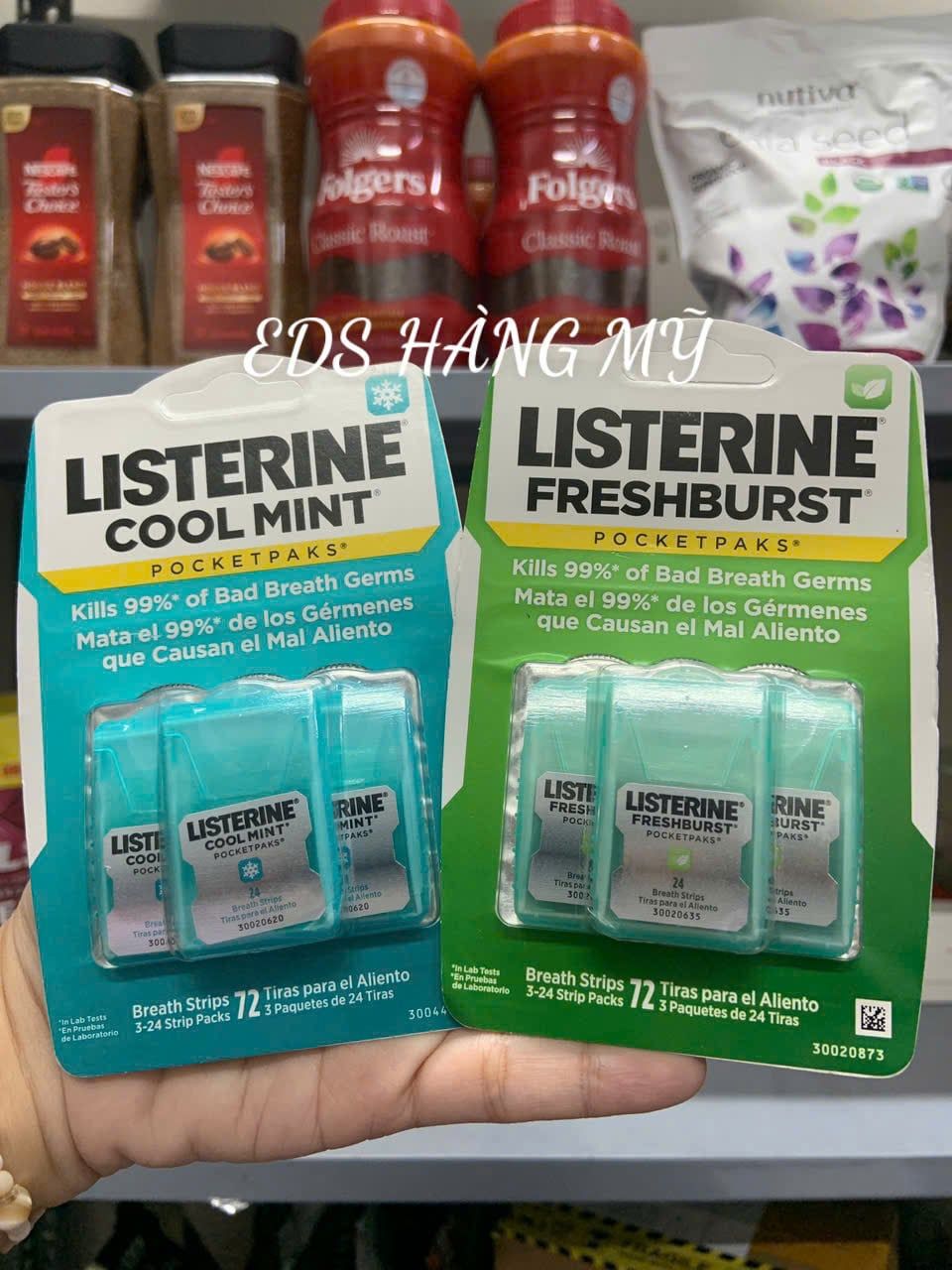 Miếng ngậm thơm miệng, diệt khuẩn Listerine Pocketpaks - Vỉ 3 hộp