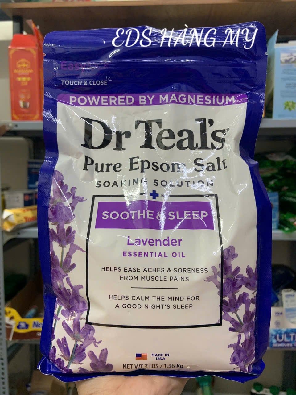 Muối tắm thư giãn Dr Teal's Pure Epsom Salt Soaking Solution