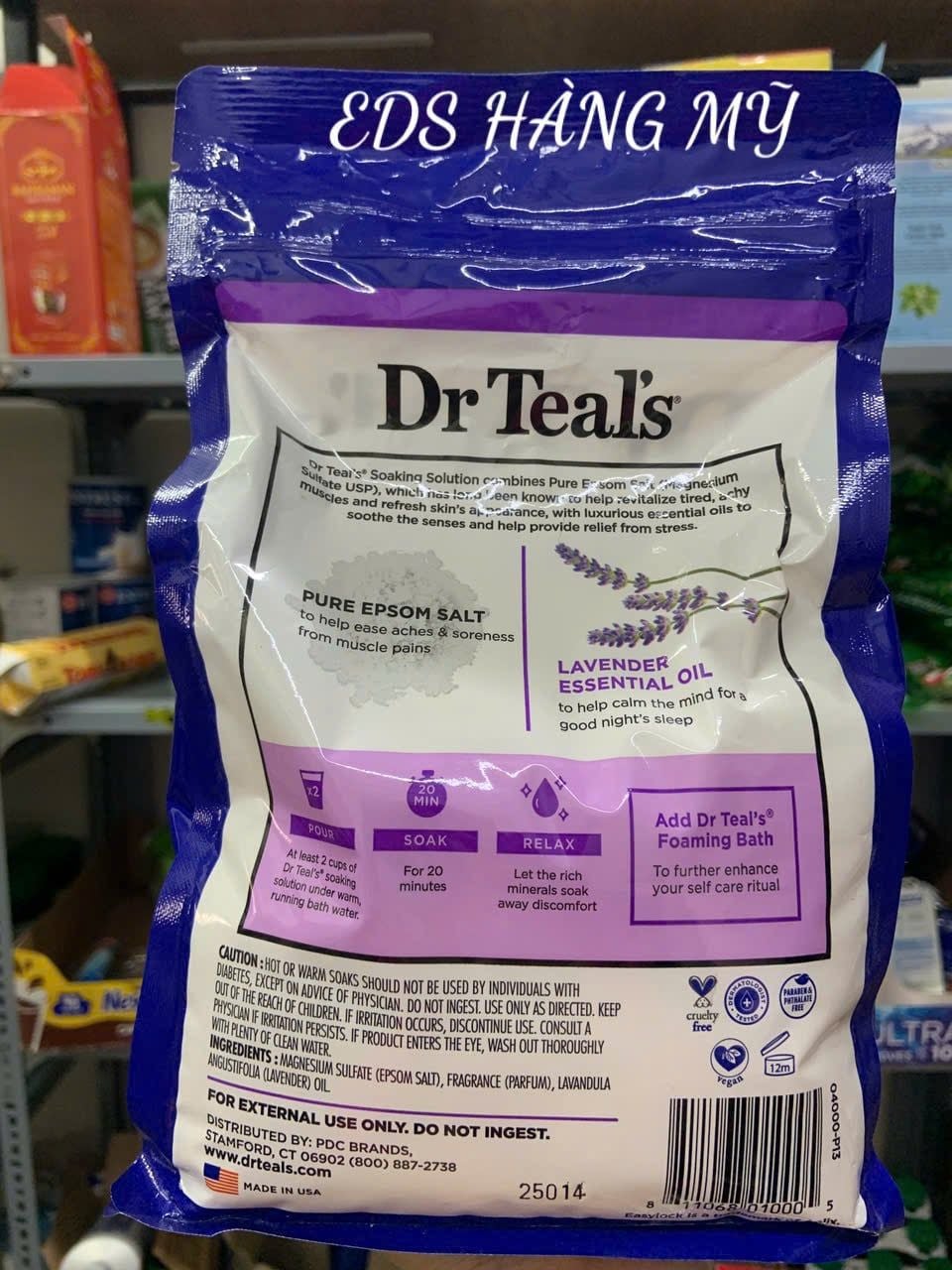 Muối tắm thư giãn Dr Teal's Pure Epsom Salt Soaking Solution