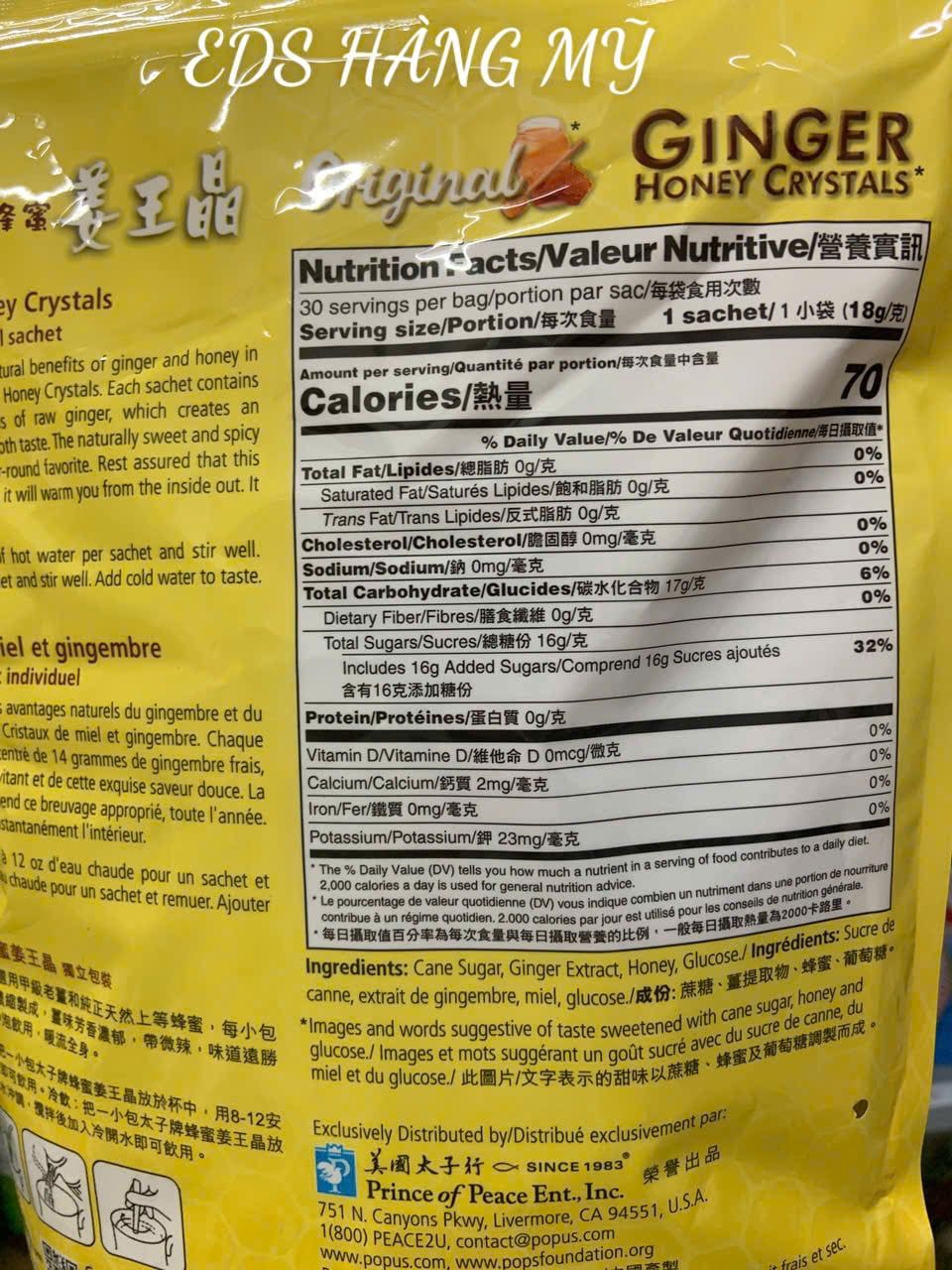 Trà gừng mật ong cô đặc Ginger Honey Crystals